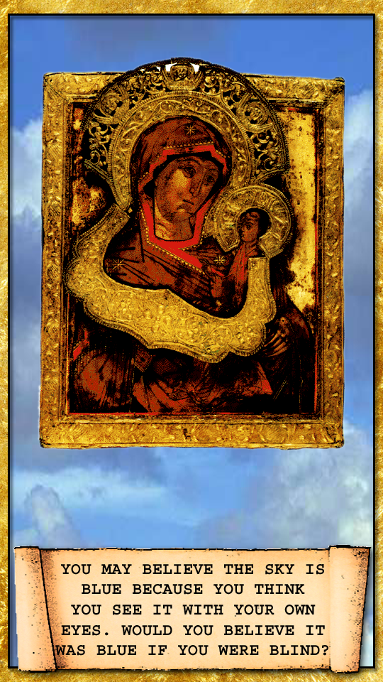 madonna & child in the bright blue sky