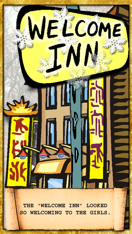 a picture of the welcome inn with it's warm inviting lights on