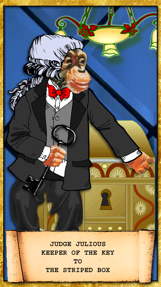 judge julious standing in front of the lock box that kept the magic striped box